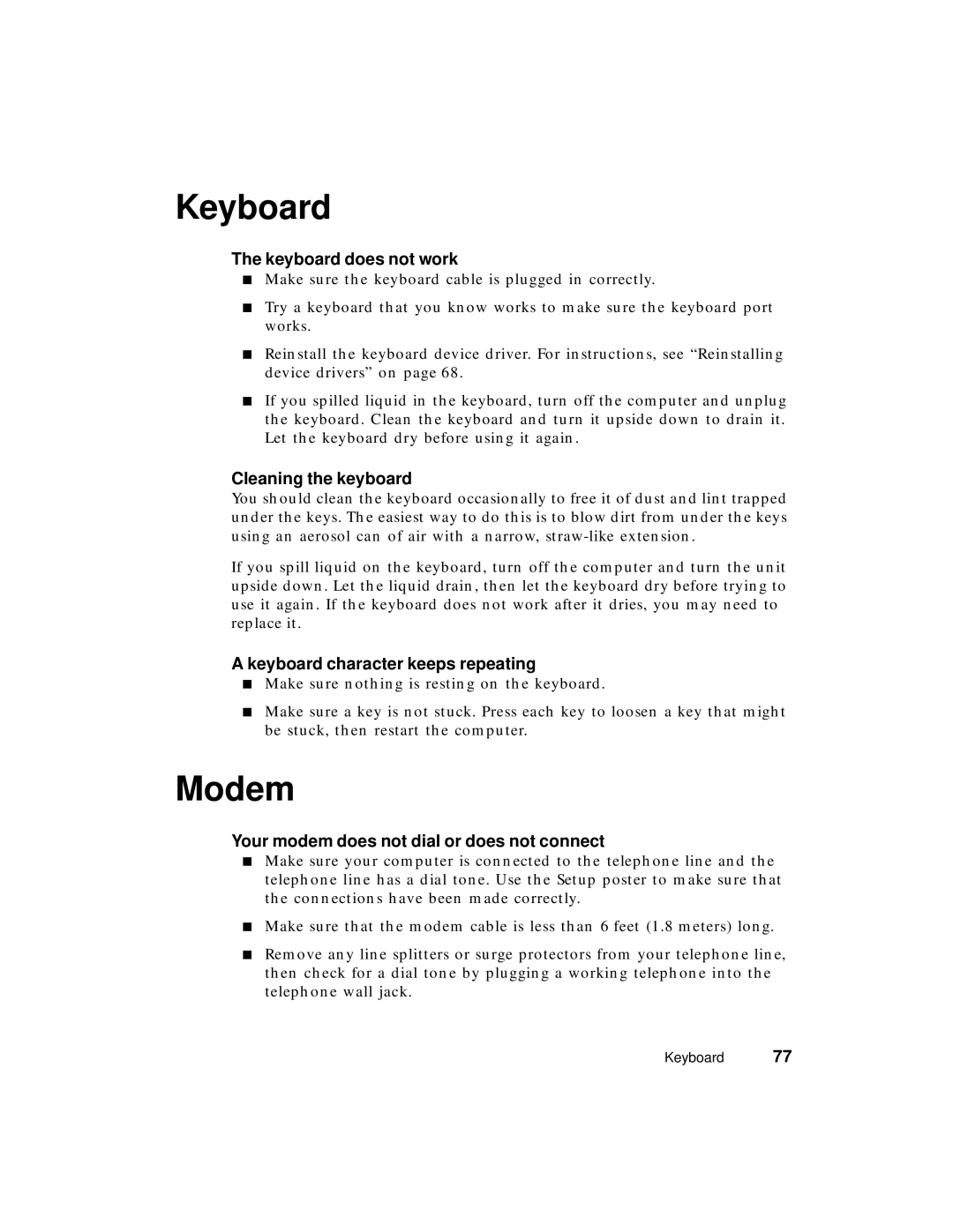 Gateway PC manual Keyboard, Modem 