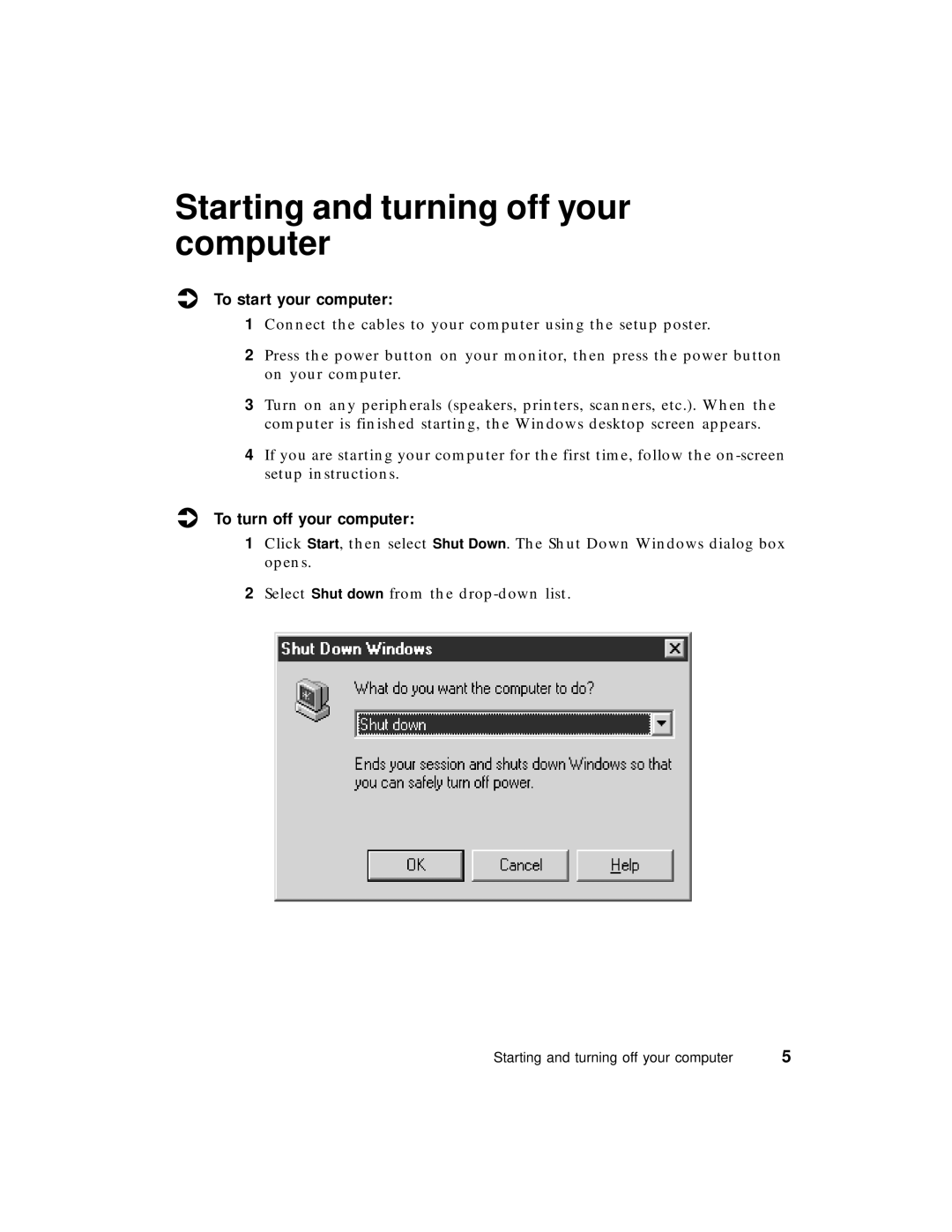 Gateway PC manual Starting and turning off your computer, To start your computer, To turn off your computer 