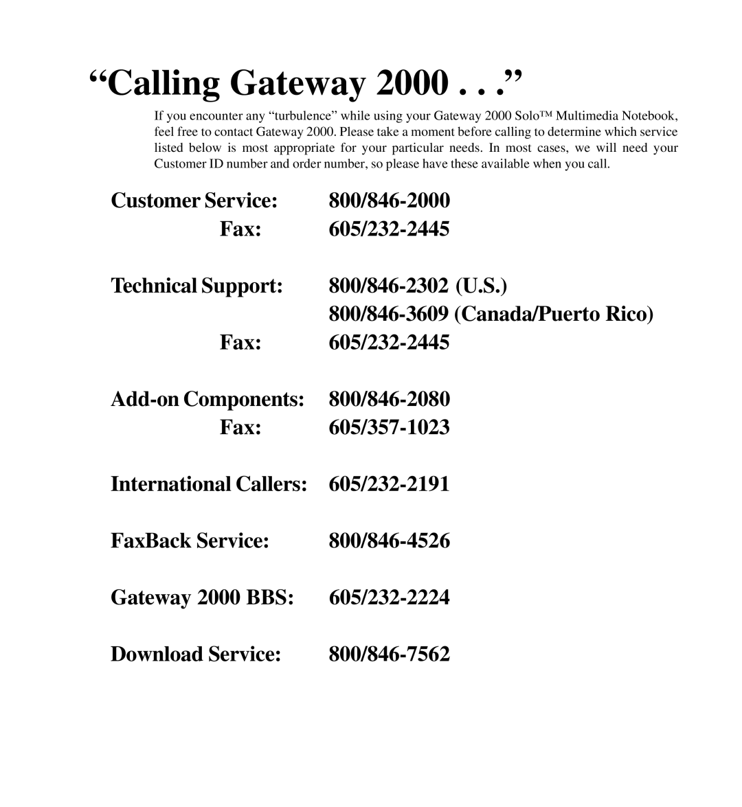 Gateway SYSMAN017AAUS manual Calling Gateway 