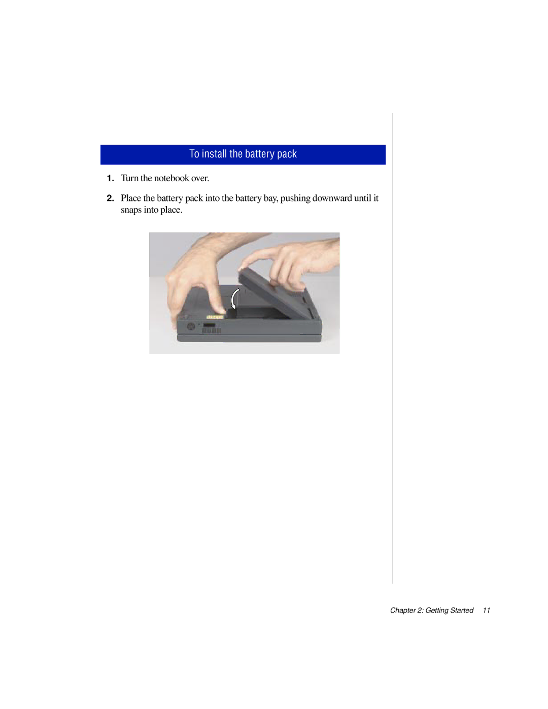 Gateway TM 5150 manual To install the battery pack, Getting Started 