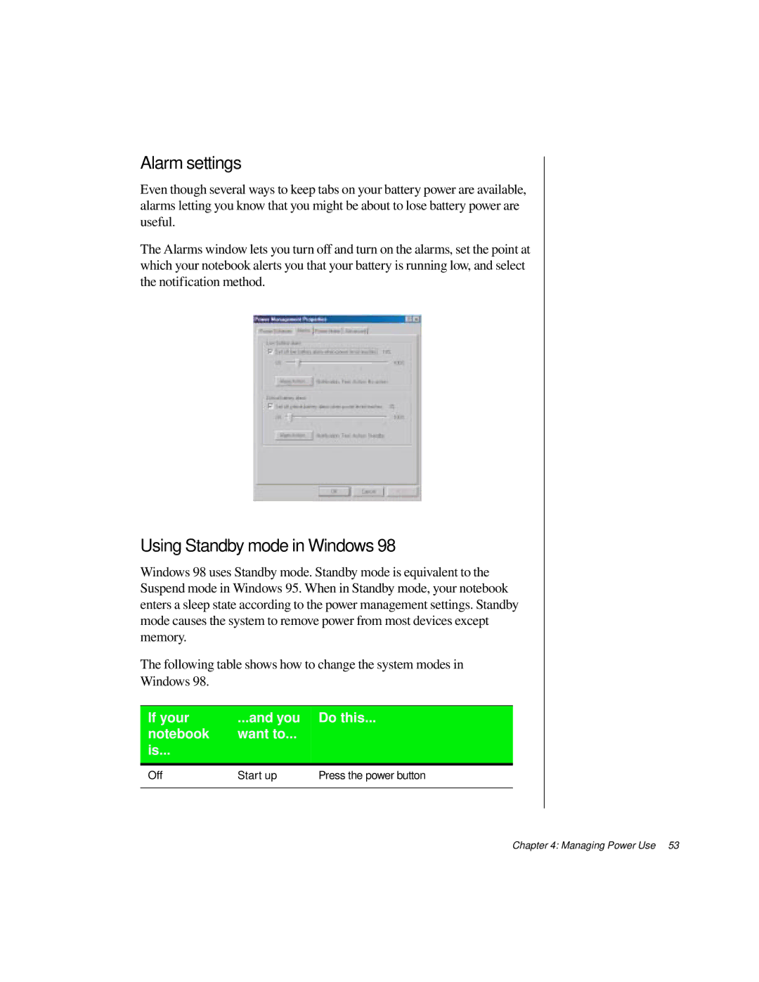 Gateway TM 5150 manual Alarm settings 