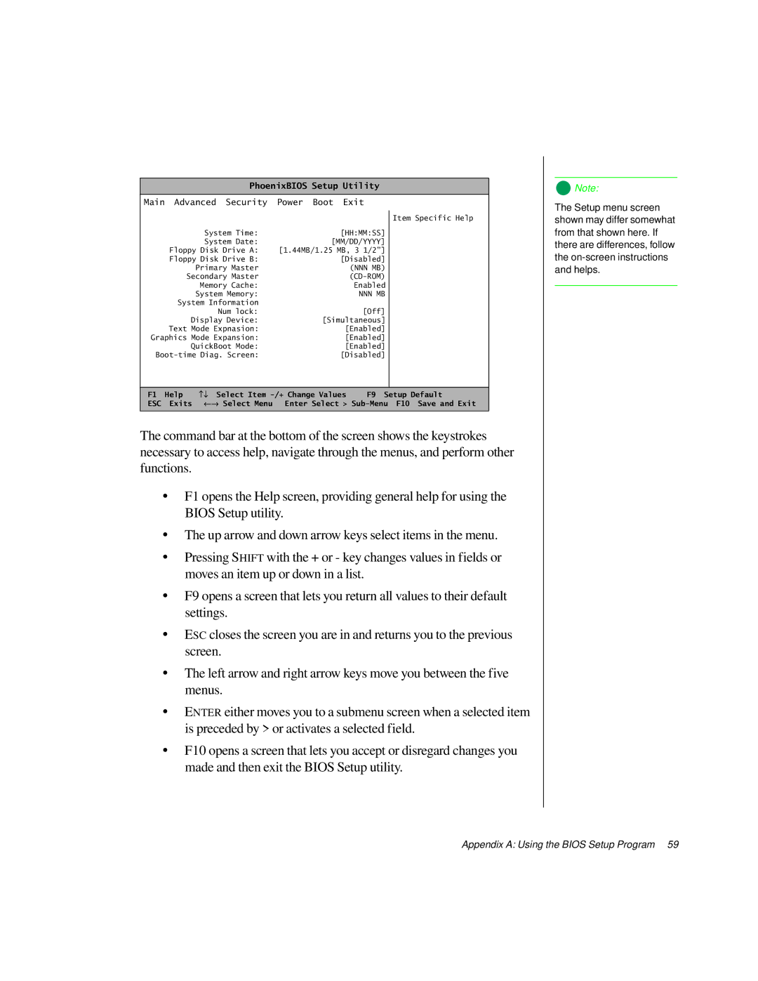 Gateway TM 5150 manual Appendix a Using the Bios Setup Program 