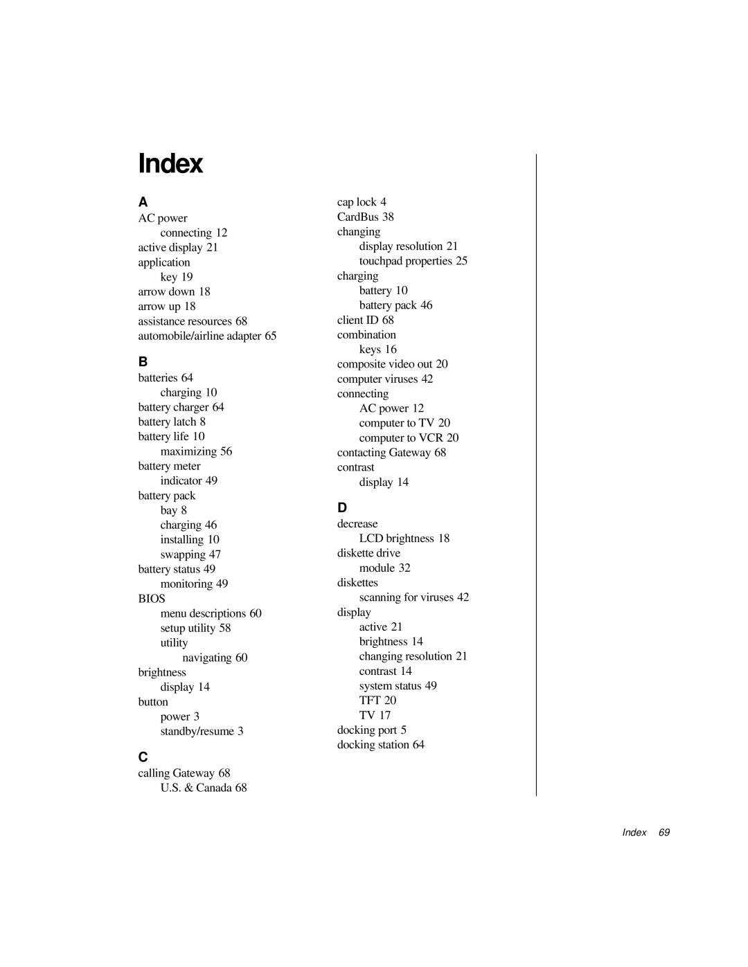 Gateway TM 5150 manual Index, Bios 