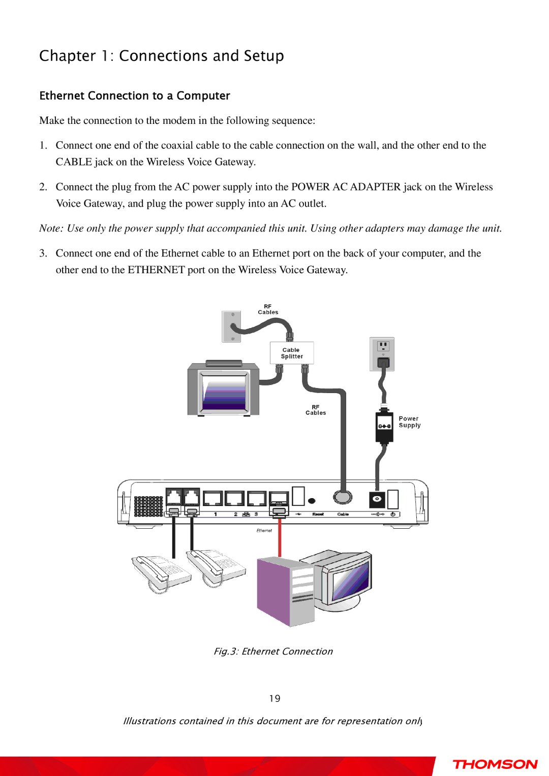 Gateway TWG870 user manual Ethernet Connection to a Computer 