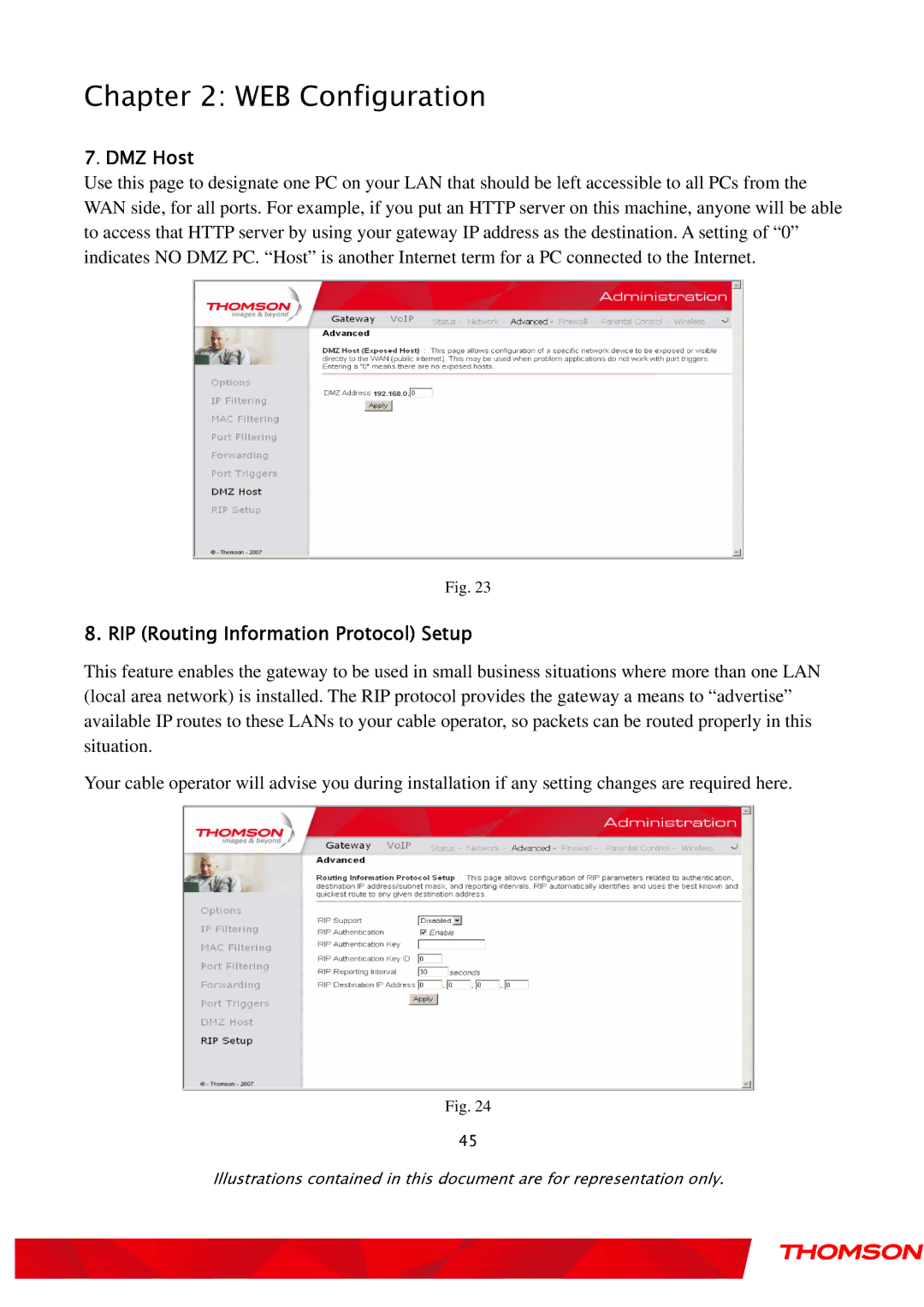 Gateway TWG870 user manual DMZ Host, RIP Routing Information Protocol Setup 