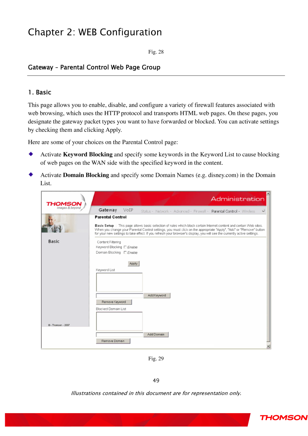 Gateway TWG870 user manual Gateway Parental Control Web Page Group Basic 