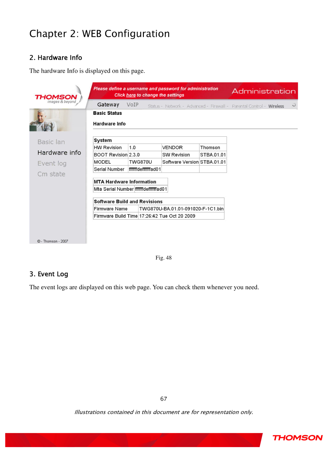 Gateway TWG870 user manual Hardware Info, Event Log 