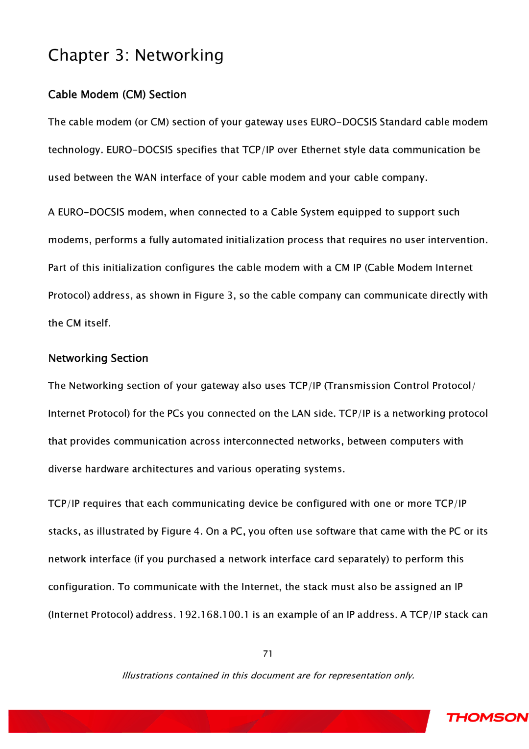 Gateway TWG870 user manual Cable Modem CM Section, Networking Section 