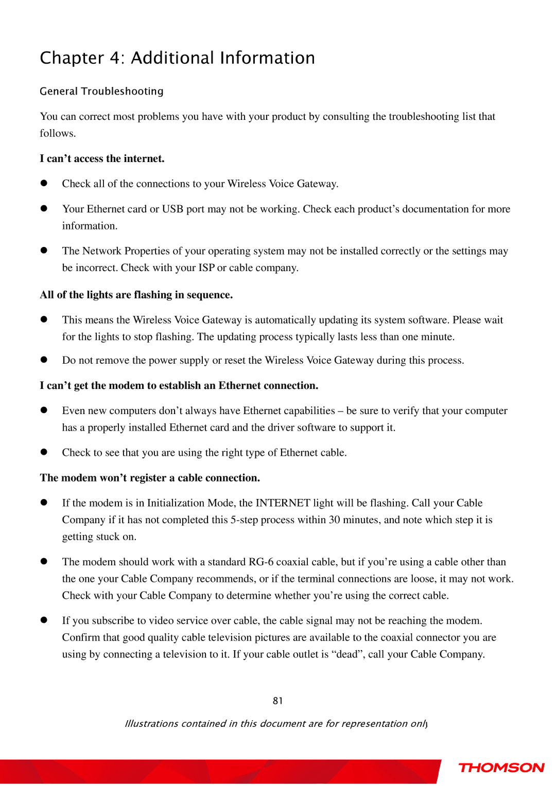 Gateway TWG870 user manual Can’t access the internet, All of the lights are flashing in sequence 