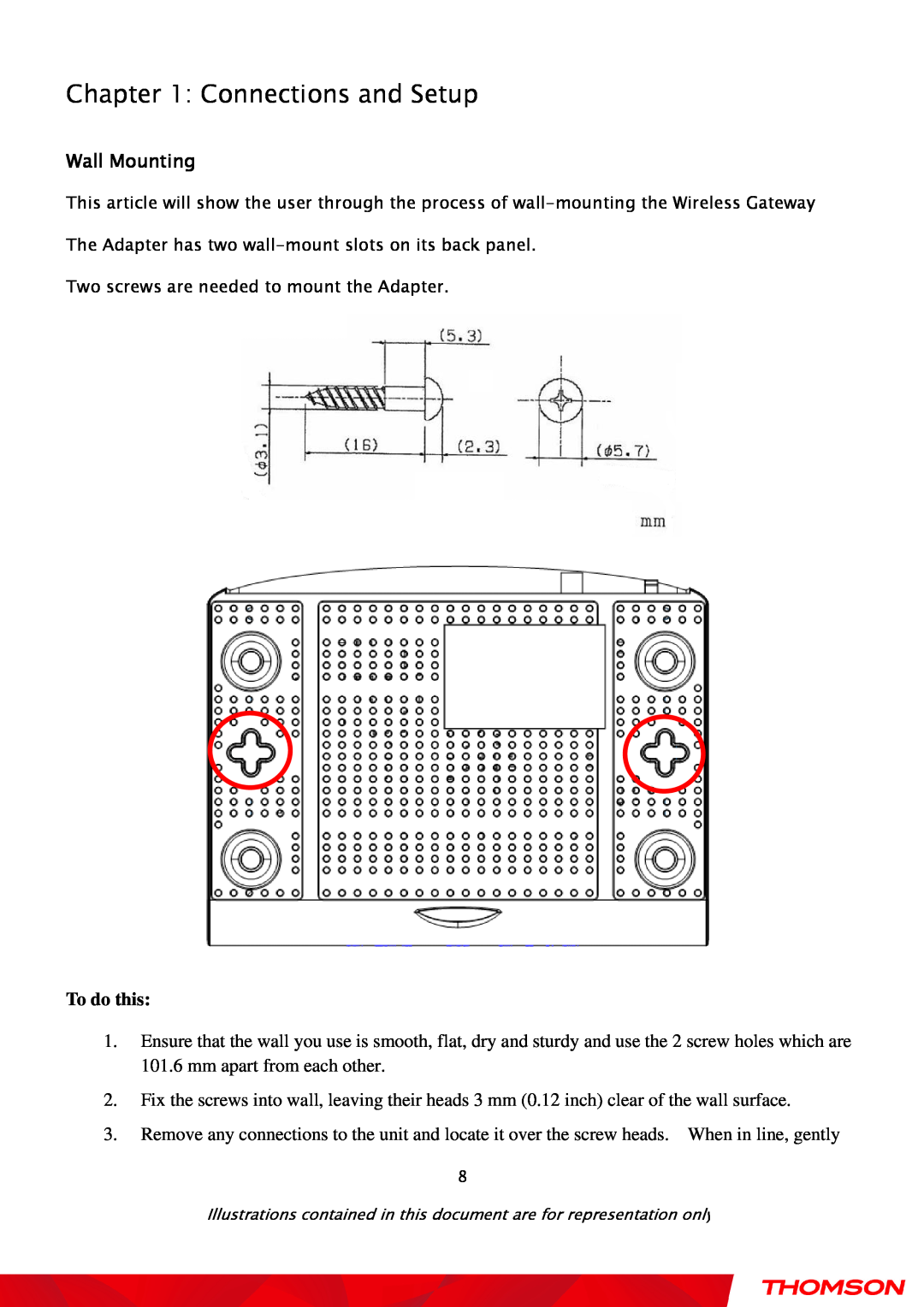 Gateway TWG870 user manual To do this, Connections and Setup, Wall Mounting 