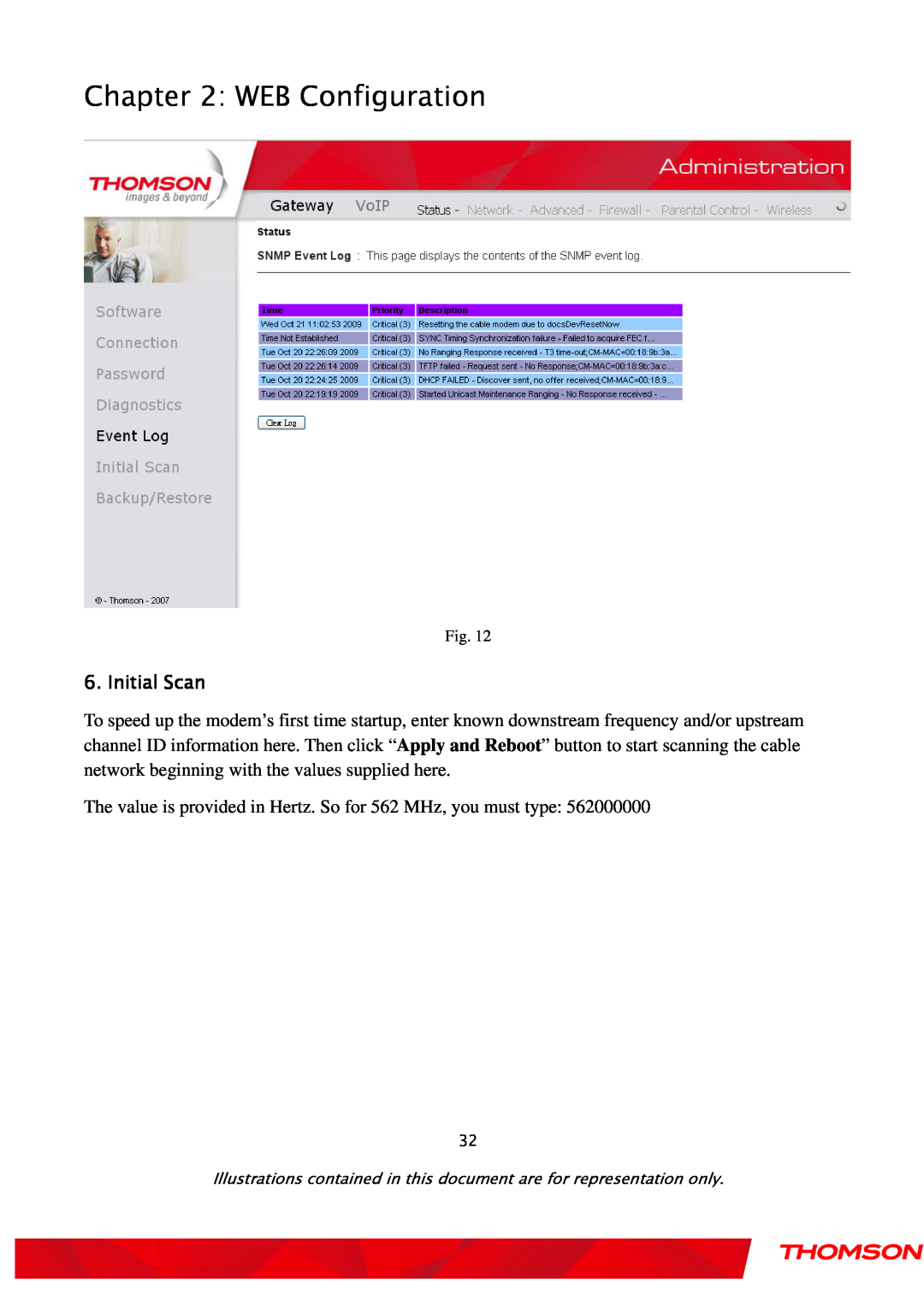 Gateway TWG870 user manual WEB Configuration, Initial Scan 