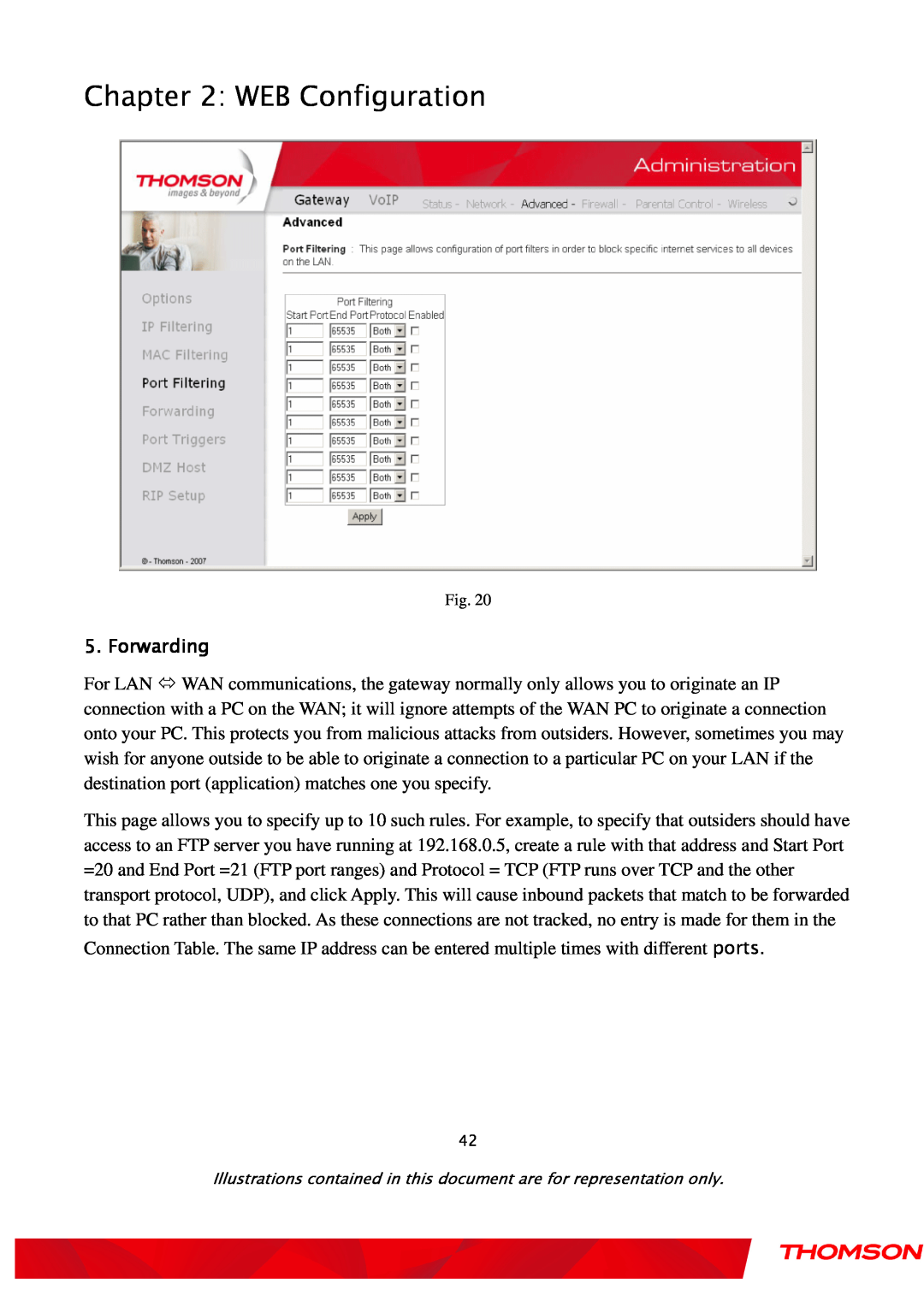 Gateway TWG870 user manual WEB Configuration, Forwarding 