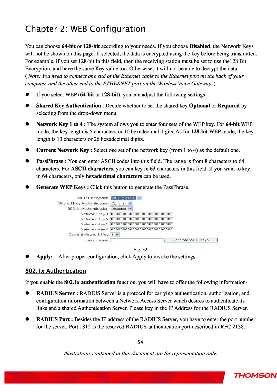 Gateway TWG870 user manual WEB Configuration, 802.1x Authentication 