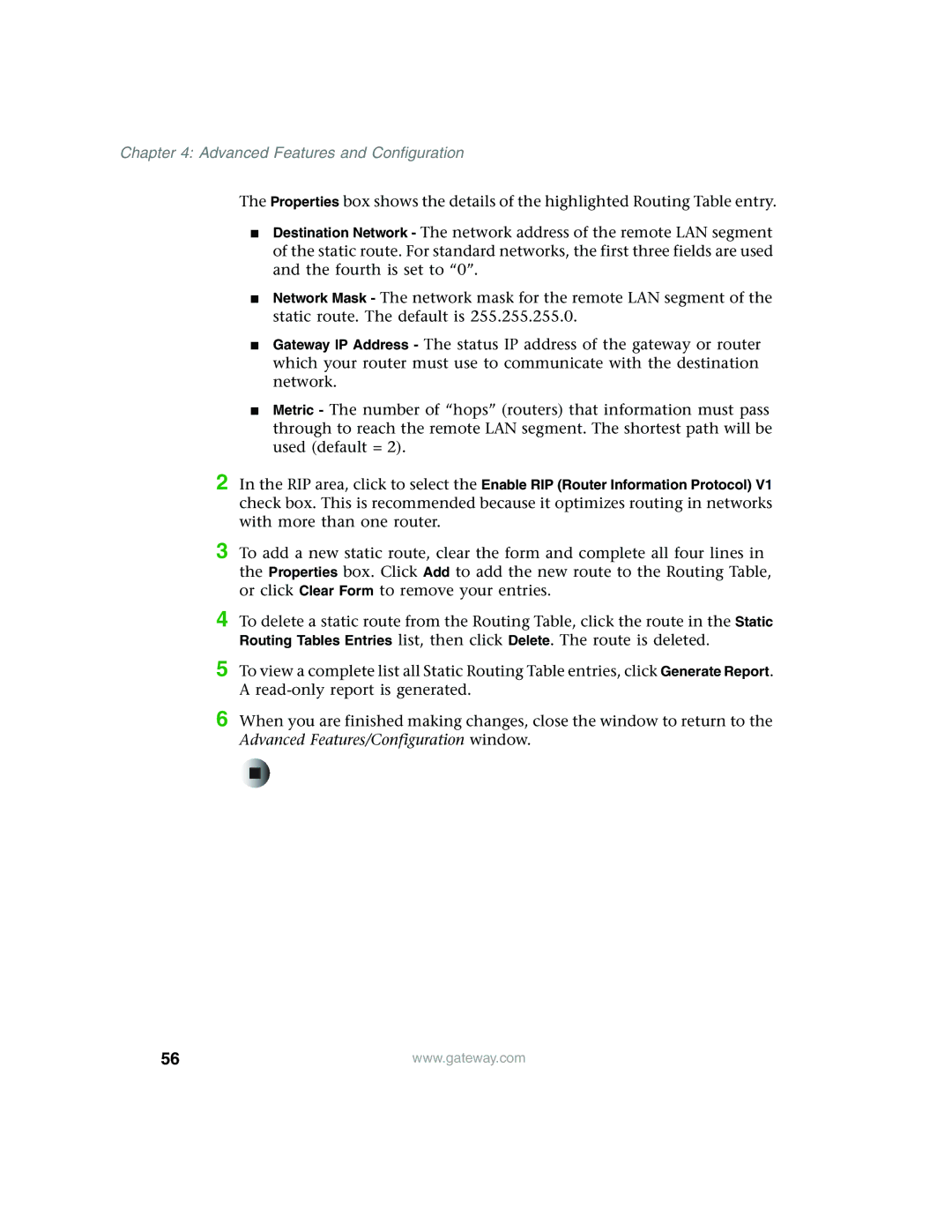 Gateway WBR-100 manual Advanced Features and Configuration 