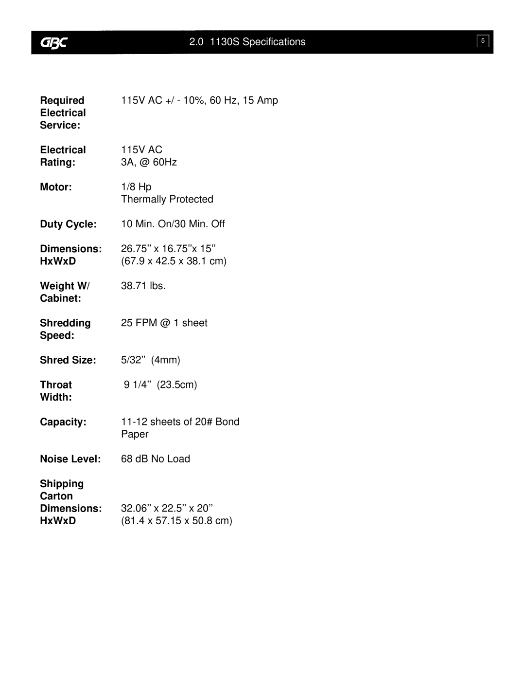 GBC 1130S service manual 23.5cm 