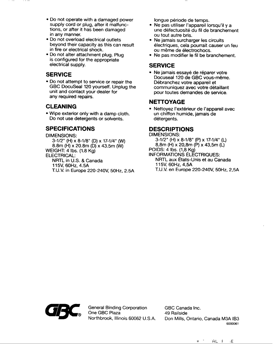 GBC 120 manual 