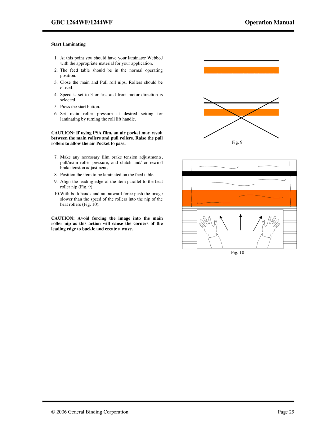 GBC 1244WF, 1264WF operation manual Start Laminating 