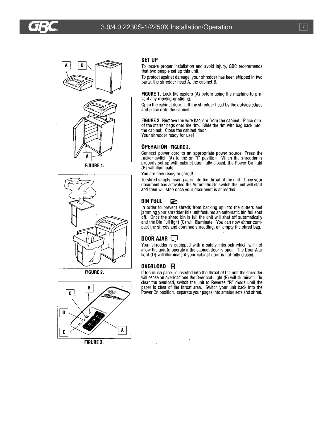 GBC service manual 4.0 2230S-1/2250X Installation/Operation 