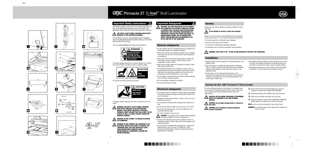 GBC manual GBC Pinnacle 27- Roll Laminator 