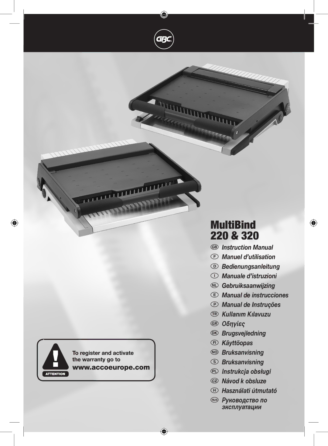 GBC 320 instruction manual MultiBind 220 