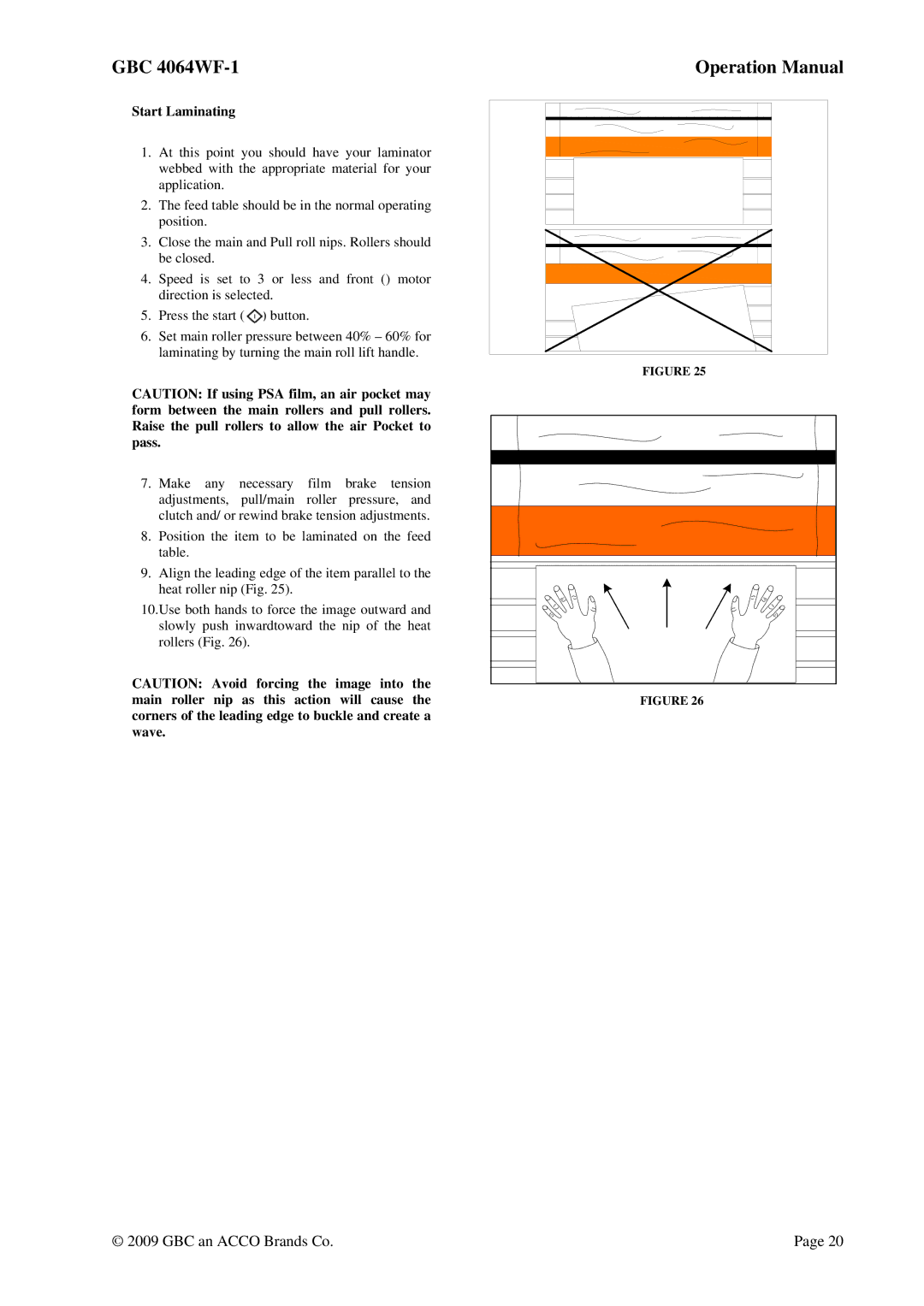 GBC 4064WF-1 operation manual Start Laminating 