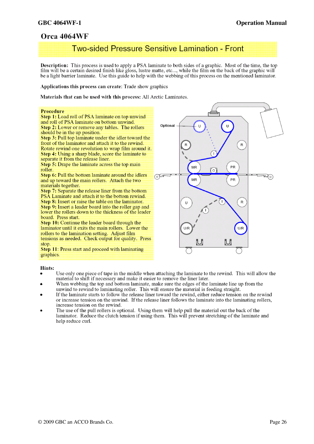 GBC operation manual GBC 4064WF-1 