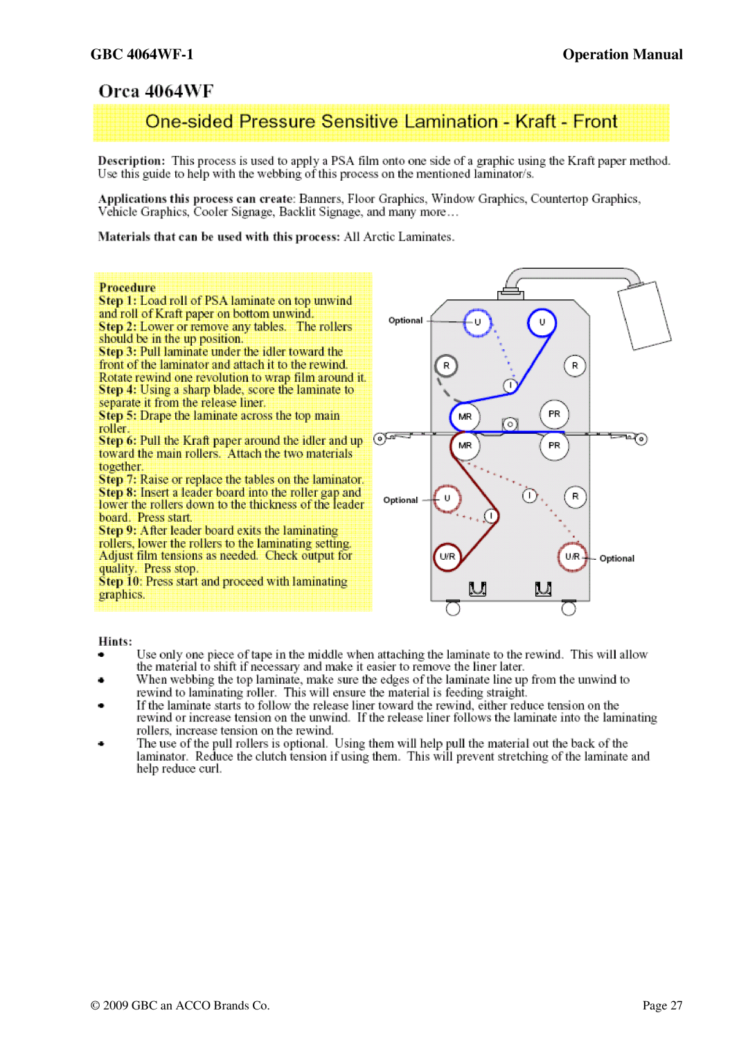 GBC operation manual GBC 4064WF-1 