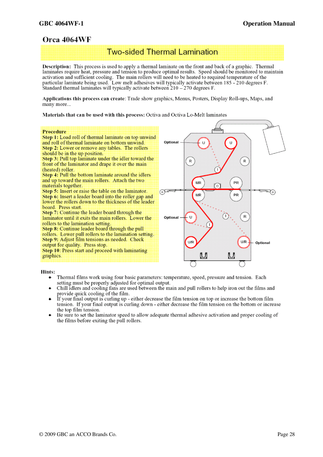 GBC operation manual GBC 4064WF-1 