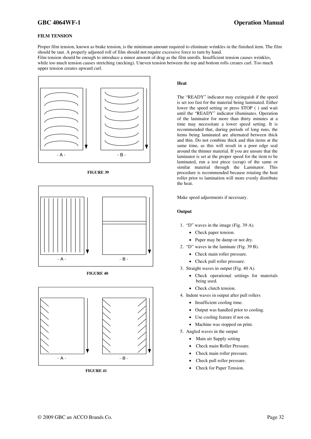 GBC 4064WF-1 operation manual Heat, Output 