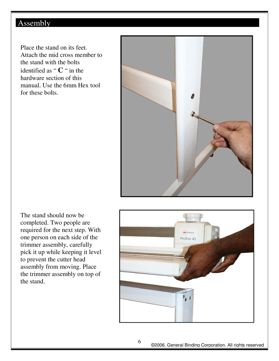 GBC 45 manual Assembly 