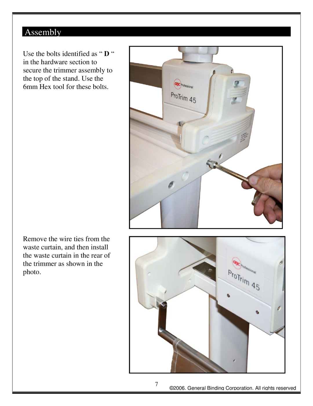 GBC 45 manual Assembly 