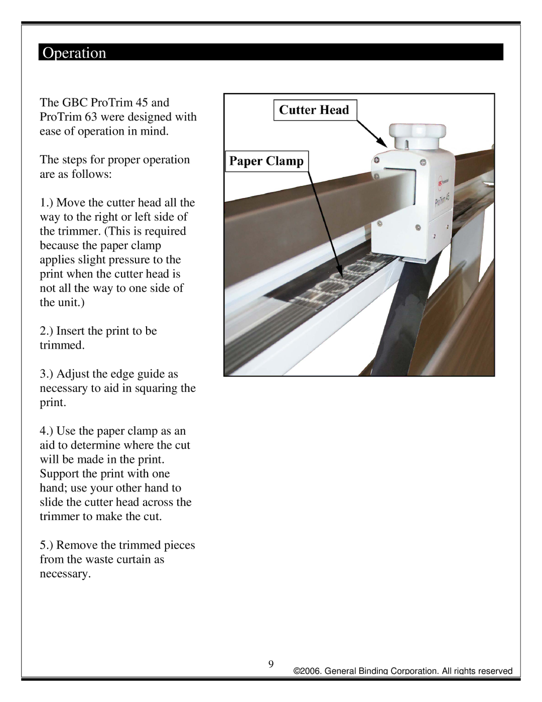 GBC 45 manual Operation 