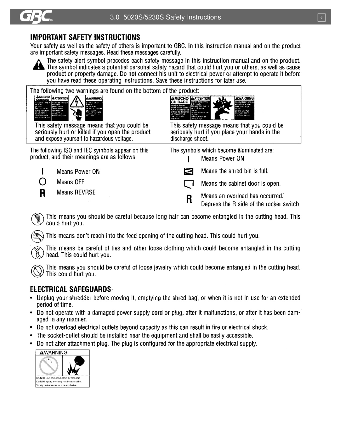 GBC service manual 5020S/5230S Safety Instructions 