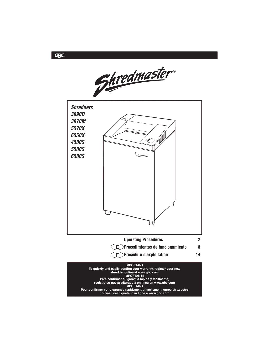 GBC warranty Shredders 3890D 3870M 5570X 6550X 4500S 5500S 6500S 