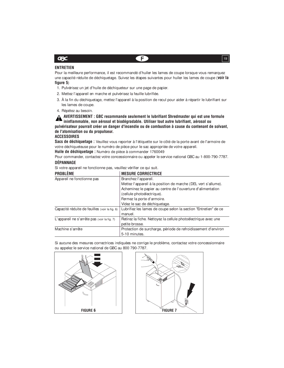 GBC 5570X warranty Entretien, Accessoires, Dépannage, Problème Mesure Correctrice 