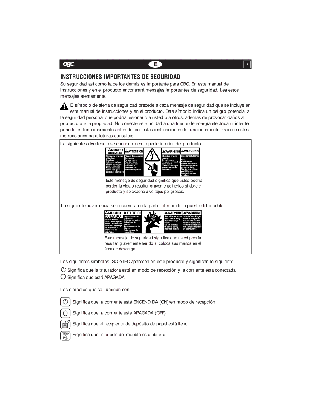 GBC 5570X warranty Instrucciones Importantes DE Seguridad 