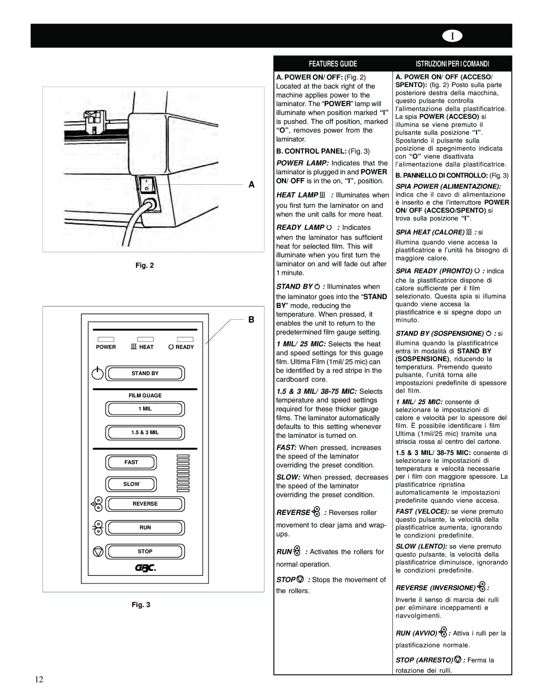 GBC 65-1 manual Features Guide, 3 MIL 