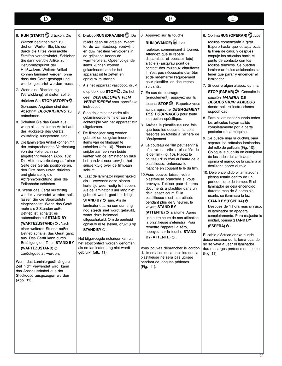 GBC 65-1 manual Wartezustand, By Attente, Stand by Espera 