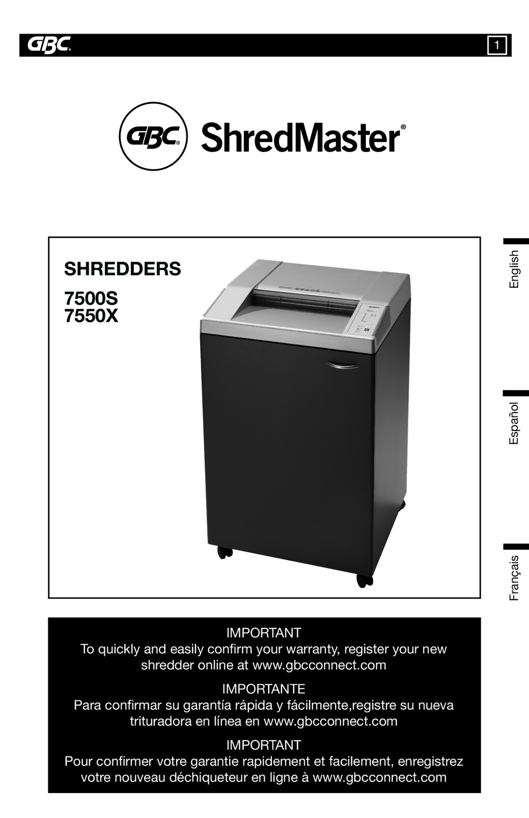 GBC warranty Shredders 7500S 7550X 