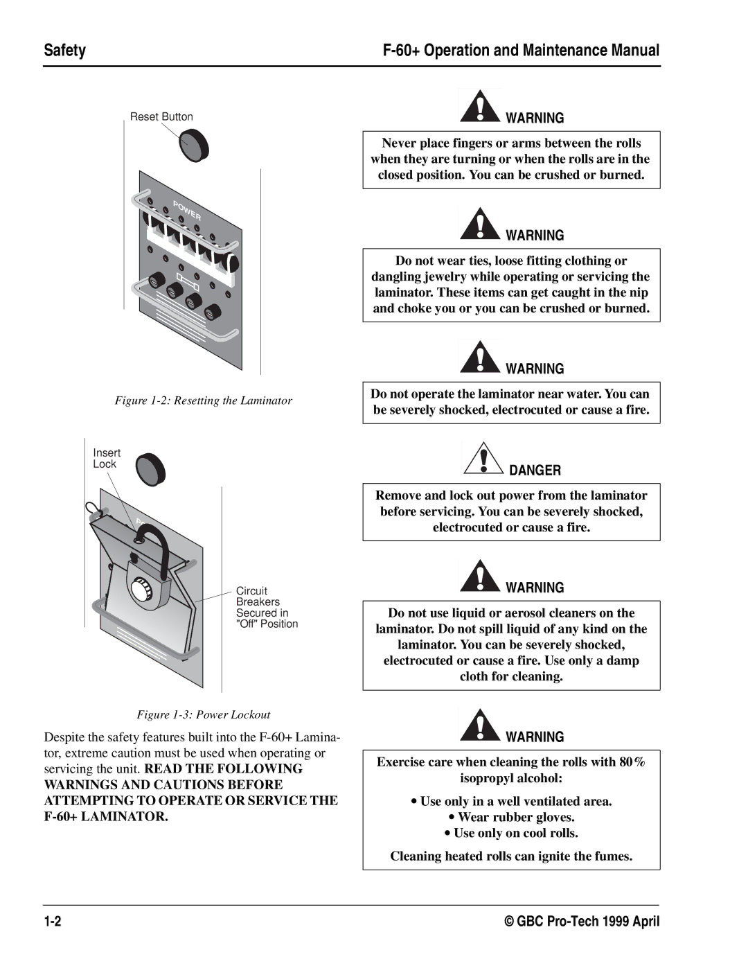 GBC 930-028 manual Safety 