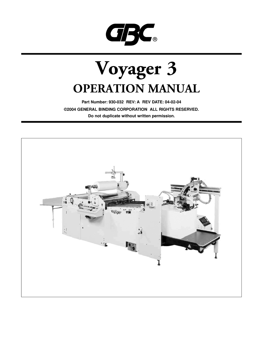 GBC 930-032 operation manual Voyager 