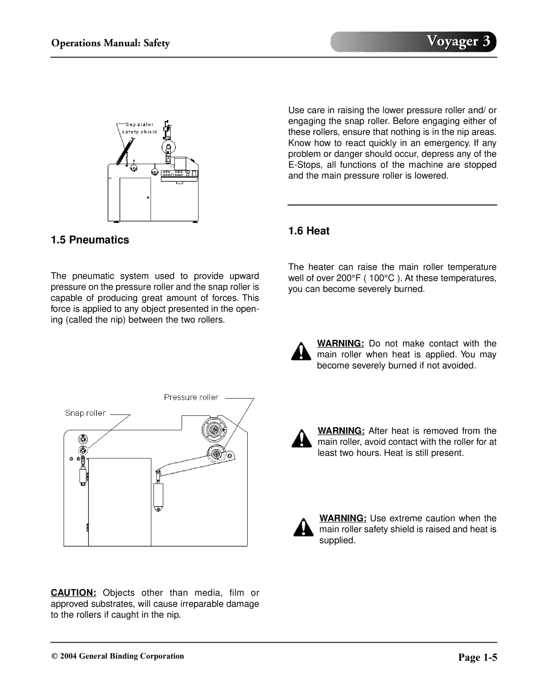 GBC 930-032 operation manual Pneumatics, Heat 