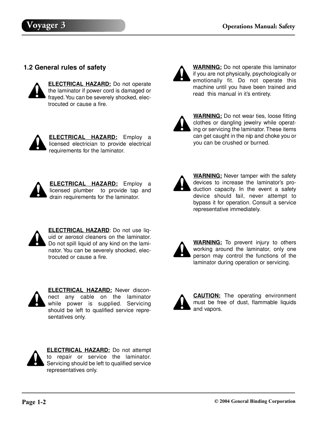 GBC 930-032 operation manual General rules of safety 