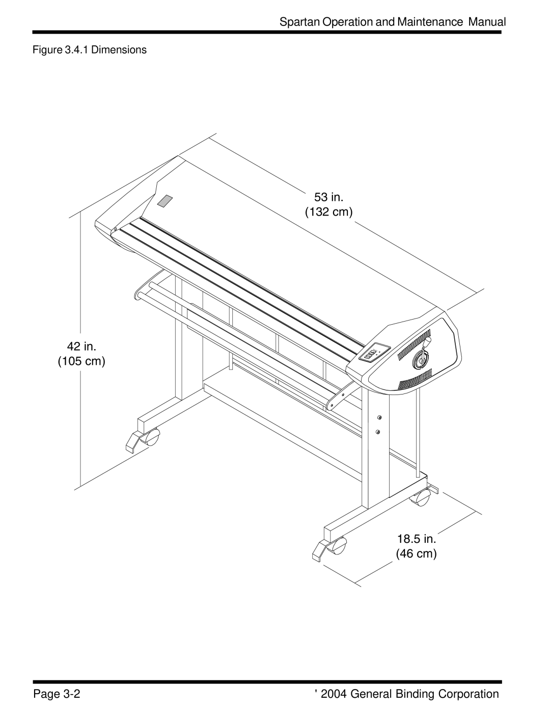 GBC 930-073 manual 132 cm 105 cm 18.5 46 cm 