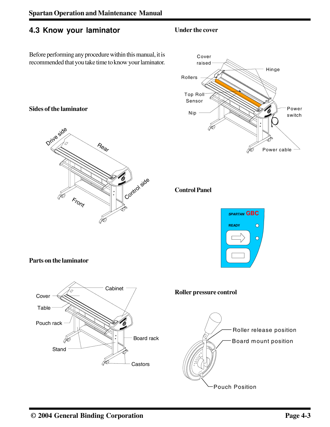 GBC 930-073 manual Know your laminator 