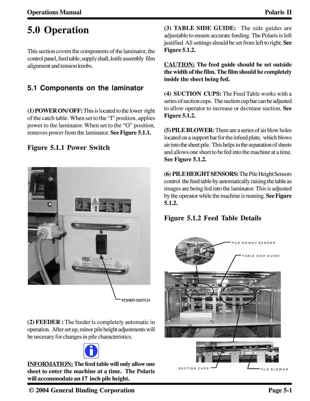 GBC 930-115 manual Operation, Components on the laminator 