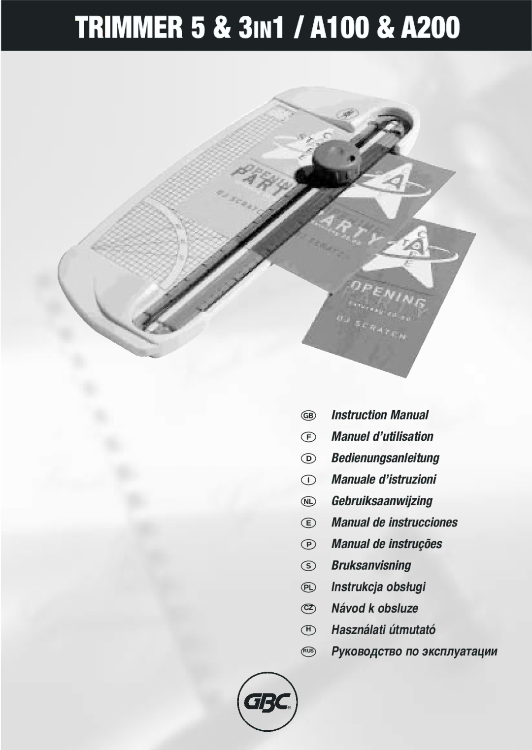 GBC instruction manual Trimmer 5 & 3IN1 / A100 & A200 