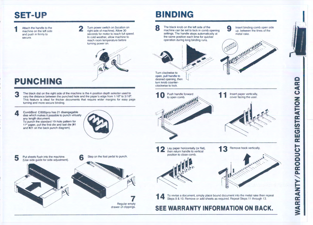 GBC C800PRO instruction manual Set-Up, Punching, Pencomb.~i!f 