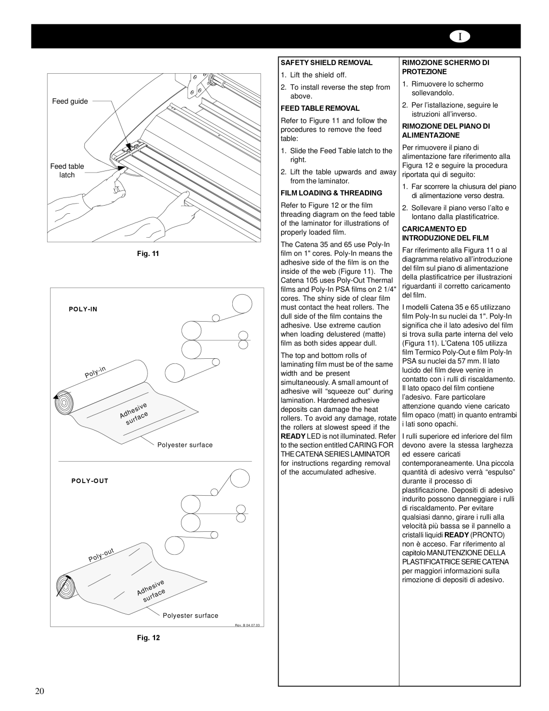 GBC Catena 35 operating instructions Safety Shield Removal 