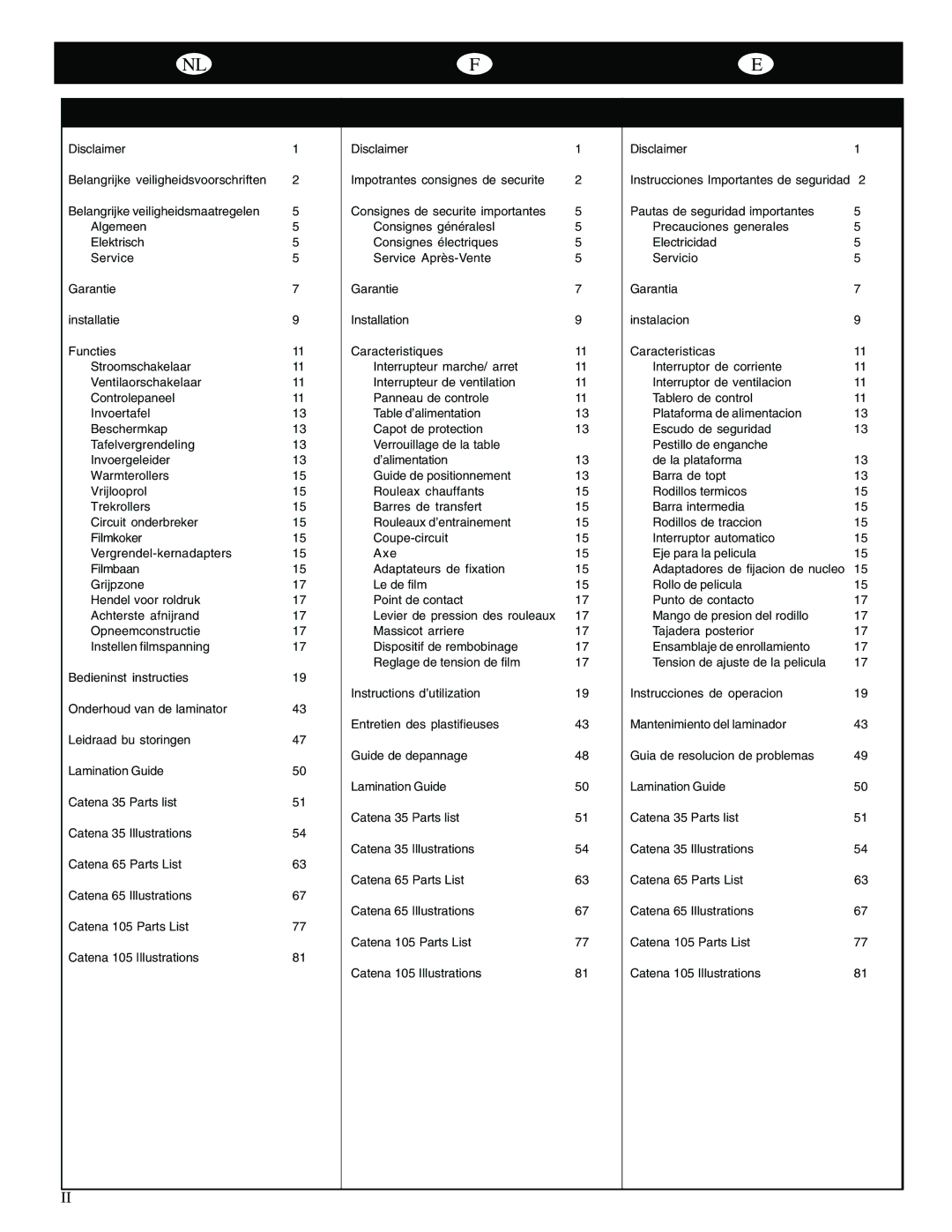 GBC Catena 35 operating instructions 